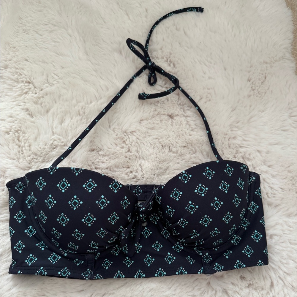Aerie Navy Bikini push up top with Teal Accents